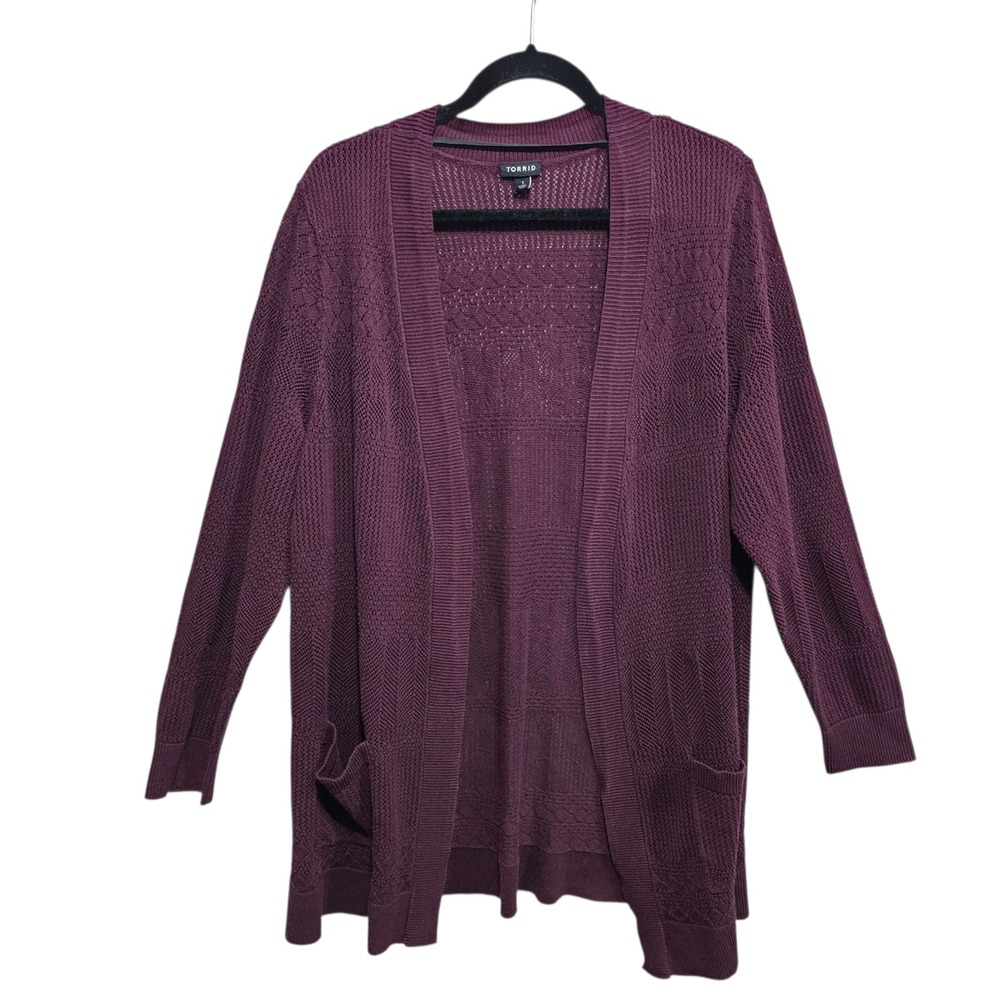 Torrid Pointelle knit fabric Purple Cardigan Size 1‎